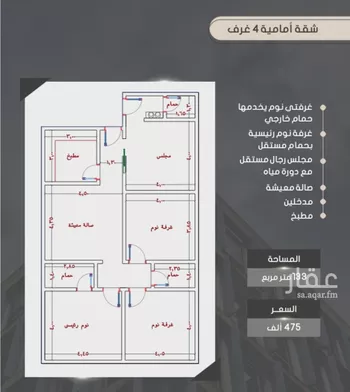 شقة للبيع في شارع إبراهيم بن فتوح العقيلي, حي الصواري, مدينة جدة, منطقة مكة المكرمة