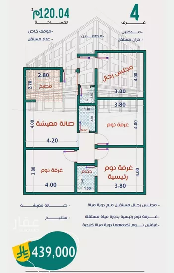 شقة للبيع في شارع عاصم ابن قيس, حي الربوة, مدينة جدة, منطقة مكة المكرمة