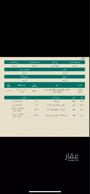 أرض للبيع في شارع مؤمل بن اهاب, حي الجصة, مدينة المدينه المنوره, منطقة المدينة المنورة