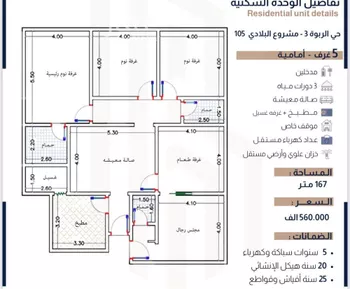 شقة للبيع في شارع الحسين بن رواحه, حي الربوة, مدينة جدة, منطقة مكة المكرمة