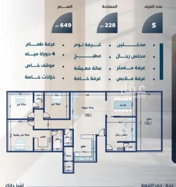 شقة للبيع في شارع الفتح بن خاقان, حي النزهة, مدينة جدة, منطقة مكة المكرمة صورة 2