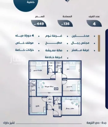 شقة للبيع في شارع عوف بن نجوي, حي النزهة, مدينة جدة, منطقة مكة المكرمة صورة 5
