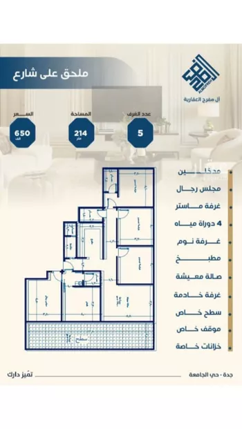 شقة للبيع في شارع ابن الشرف, حي الجامعة, مدينة جدة, منطقة مكة المكرمة صورة 3