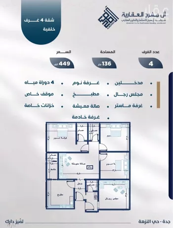 شقة للبيع في شارع عوف بن نجوي, حي النزهة, مدينة جدة, منطقة مكة المكرمة