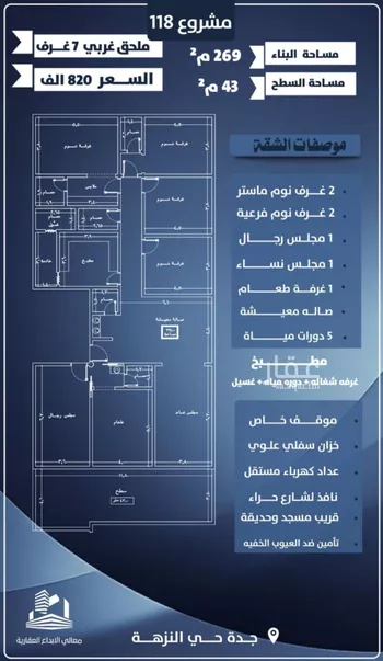 شقة للبيع في شارع احمد الرقيمي, حي النزهة, مدينة جدة, منطقة مكة المكرمة صورة 4