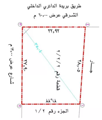 أرض للبيع في شارع عائشة بنت ابي بكر, حي البساتين الشرقي, مدينة بريده, منطقة القصيم صورة 3