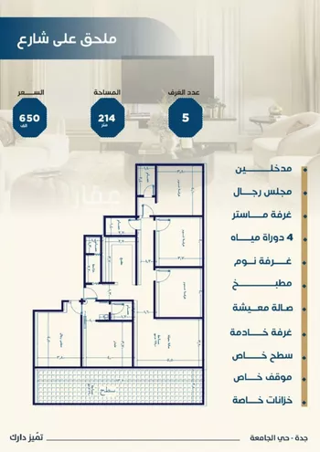 شقة للبيع في شارع ابن الشرف, حي الجامعة, مدينة جدة, منطقة مكة المكرمة