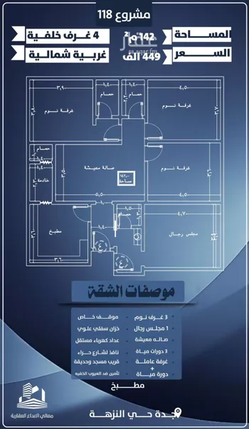 شقة للبيع في شارع احمد الرقيمي, حي النزهة, مدينة جدة, منطقة مكة المكرمة صورة 2