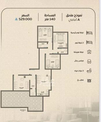 شقة للبيع في شارع عمر بن الحاجب, حي الريان, مدينة جدة, منطقة مكة المكرمة