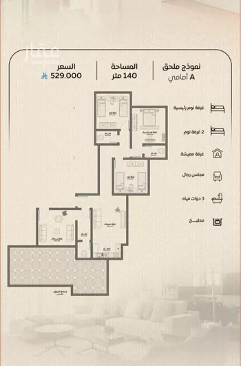 شقة للبيع في شارع عمر بن الحاجب, حي الريان, مدينة جدة, منطقة مكة المكرمة