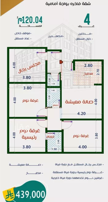 شقة للبيع في شارع عاصم ابن قيس, حي الربوة, مدينة جدة, منطقة مكة المكرمة