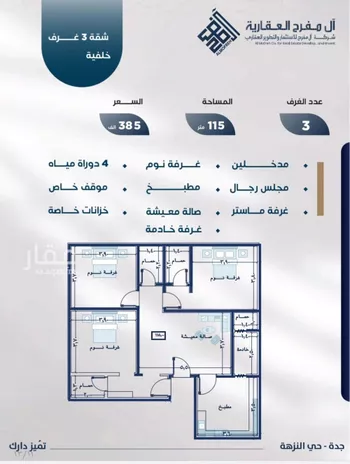 شقة للبيع في شارع عبدالرحمن الجرادي, حي النزهة, مدينة جدة, منطقة مكة المكرمة صورة 2