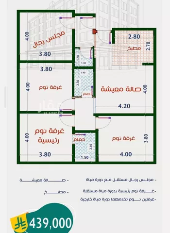 شقة للبيع في شارع عاصم ابن قيس, حي الربوة, مدينة جدة, منطقة مكة المكرمة