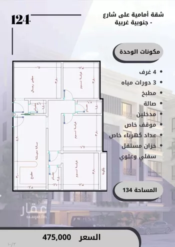 شقة للبيع في شارع الامير عبدالمجيد, حي الصواري, مدينة جدة, منطقة مكة المكرمة صورة 4