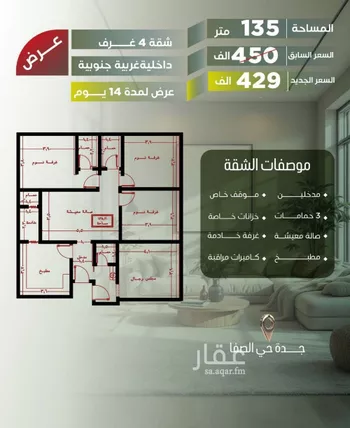 شقة للبيع في شارع أبو الحسن التميمى, حي الصفاء, مدينة جدة, منطقة مكة المكرمة صورة 2