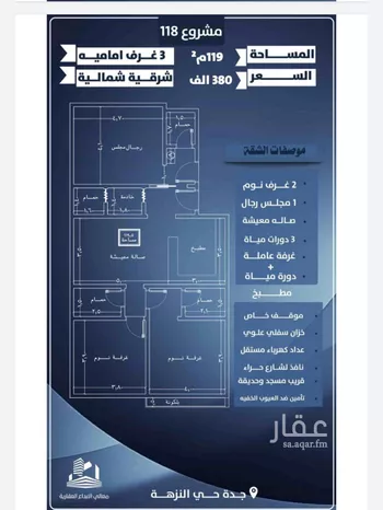 شقة للبيع في شارع احمد الرقيمي, حي النزهة, مدينة جدة, منطقة مكة المكرمة
