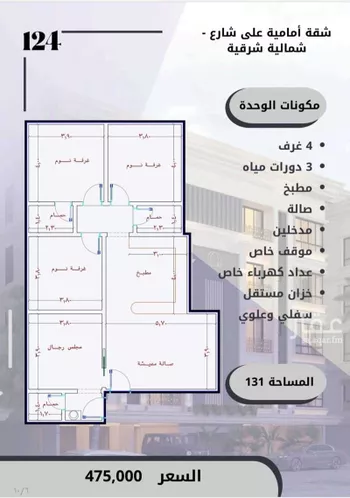 شقة للبيع في شارع الامير عبدالمجيد, حي الصواري, مدينة جدة, منطقة مكة المكرمة صورة 3