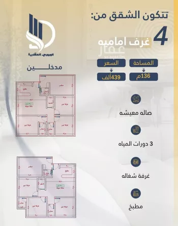 شقة للبيع في شارع السامر, حي الواحة, مدينة جدة, منطقة مكة المكرمة