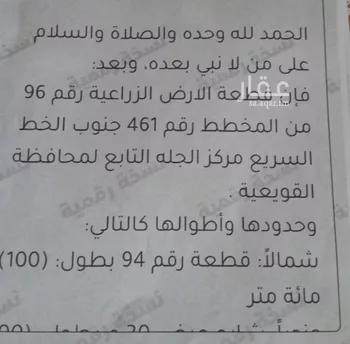 مزرعة للبيع في شارع جنوب الخط السريع, حي هجرة الزهوه والبيان, مدينة هجرة الزهوه والبيان, منطقة الرياض صورة 3
