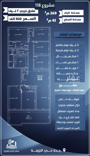 شقة للبيع في شارع يحيي بن نعيم, حي النزهة, مدينة جدة, منطقة مكة المكرمة صورة 5