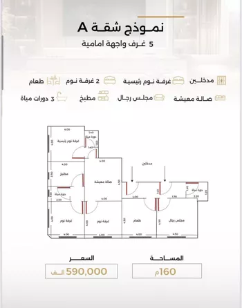 شقة للبيع في شارع عوف الجثممي, حي الزهراء, مدينة جدة, منطقة مكة المكرمة صورة 4