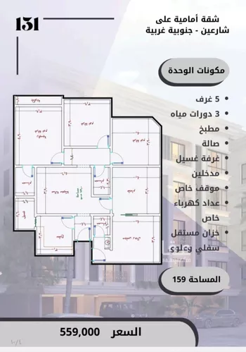 شقة للبيع في شارع الامير عبدالمجيد, حي الصواري, مدينة جدة, منطقة مكة المكرمة صورة 3