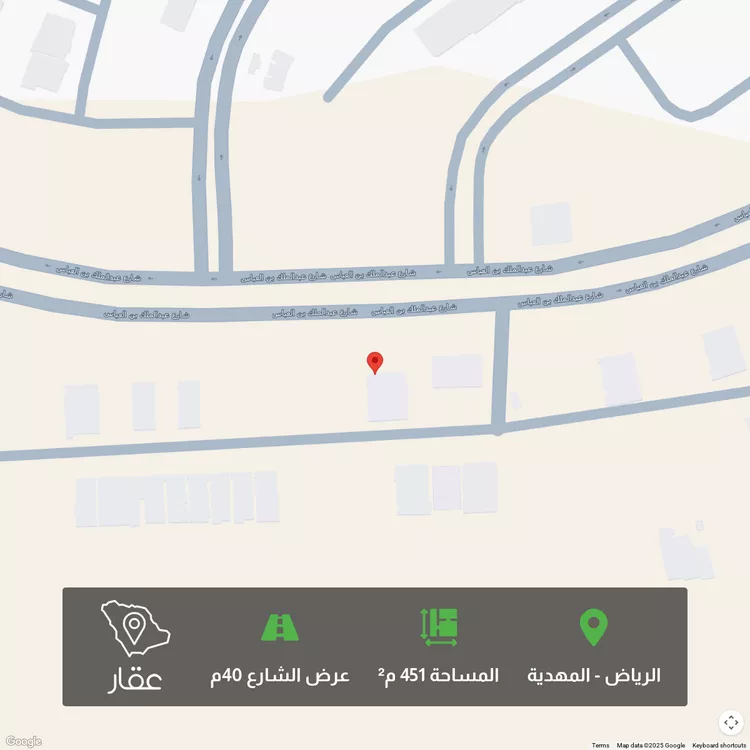 أرض للبيع في شارع عبدالملك بن عباس, حي المهدية, مدينة الرياض, منطقة الرياض