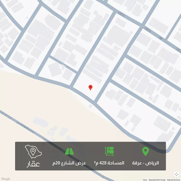 أرض للبيع في شارع إبراهيم بن محمد المكي, حي عرقة, مدينة الرياض, منطقة الرياض