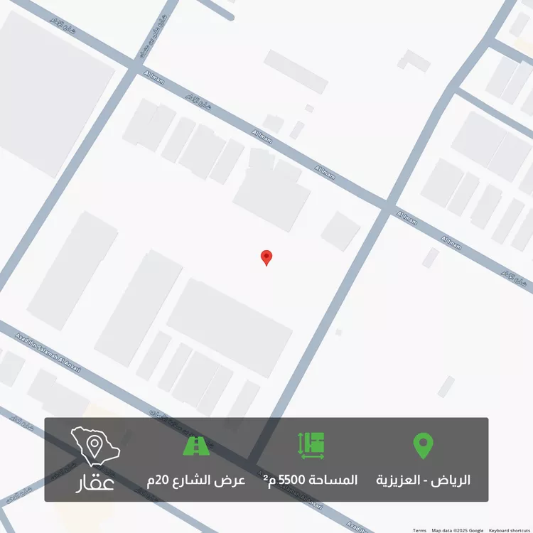 أرض للبيع في شارع ثمود, حي العزيزية, مدينة الرياض, منطقة الرياض