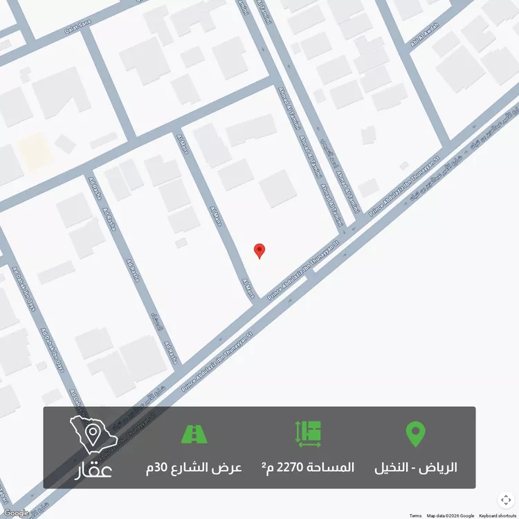 أرض للبيع في شارع الأمير عبدالعزيز بن ثنيان ، حي النخيل ، الرياض ، منطقة الرياض