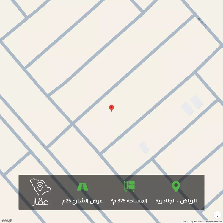 أرض للبيع في شارع شارع عرض 25, حي الجنادرية, مدينة الرياض, منطقة الرياض
