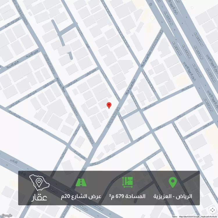 أرض للبيع في شارع عبدالعزيز بن شبانة, حي العزيزية, مدينة الرياض, منطقة الرياض