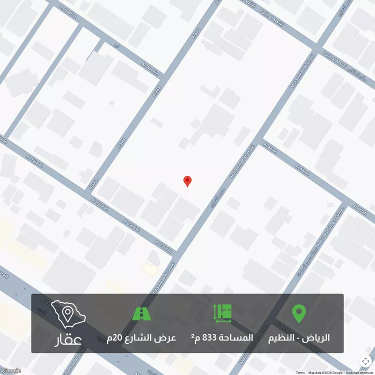 أرض للبيع في شارع محمد الشاوي, حي النظيم, مدينة الرياض, منطقة الرياض