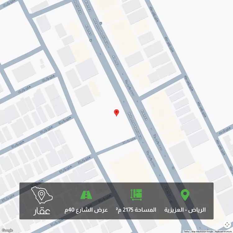 أرض للبيع في شارع محمد رشيد رضا, حي العزيزية, مدينة الرياض, منطقة الرياض