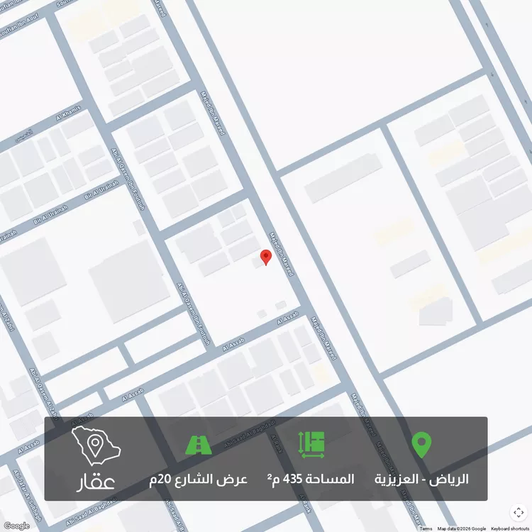 أرض للبيع في شارع أبي القاسم بن فتوح, حي العزيزية, مدينة الرياض, منطقة الرياض