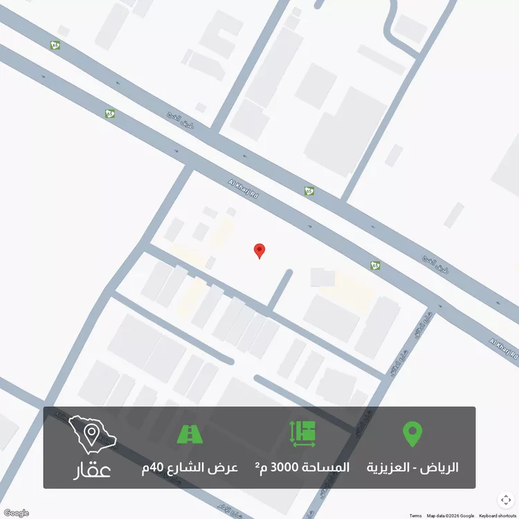 أرض للبيع في شارع الخرج, حي العزيزية, مدينة الرياض, منطقة الرياض