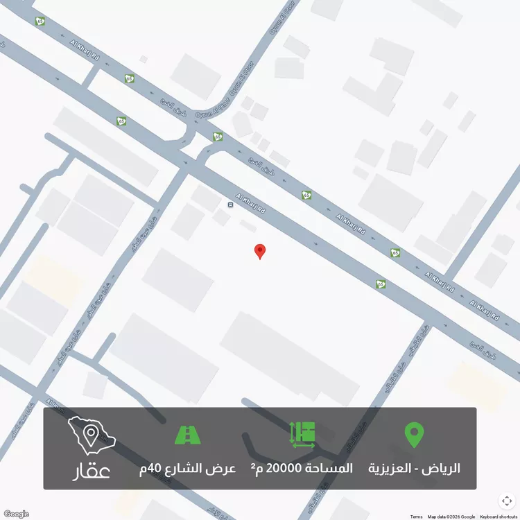 أرض للبيع في شارع الخرج, حي العزيزية, مدينة الرياض, منطقة الرياض