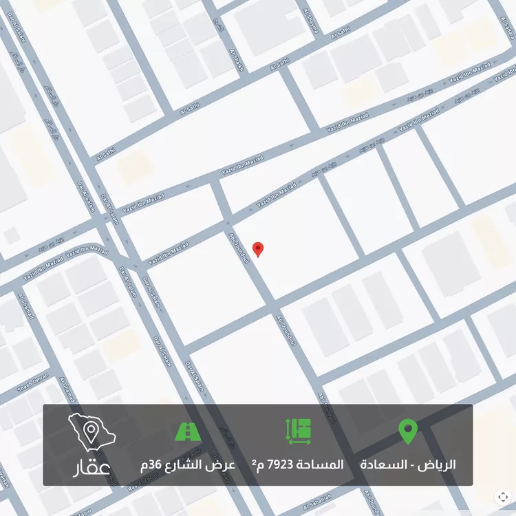 أرض للبيع في شارع يزيد بن مزيد, حي السعادة, مدينة الرياض, منطقة الرياض