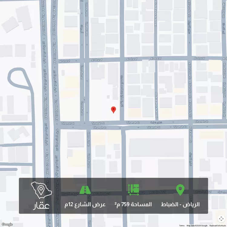 أرض للبيع في شارع الأميرة سارة بنت أحمد السديري, حي الضباط, مدينة الرياض, منطقة الرياض