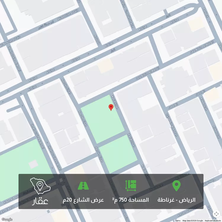 أرض للبيع في شارع نصر بن فتيان, حي غرناطة, مدينة الرياض, منطقة الرياض