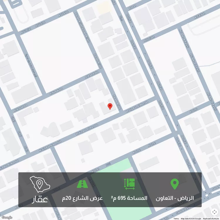 أرض للبيع في شارع مضيق باب المندب, حي التعاون, مدينة الرياض, منطقة الرياض