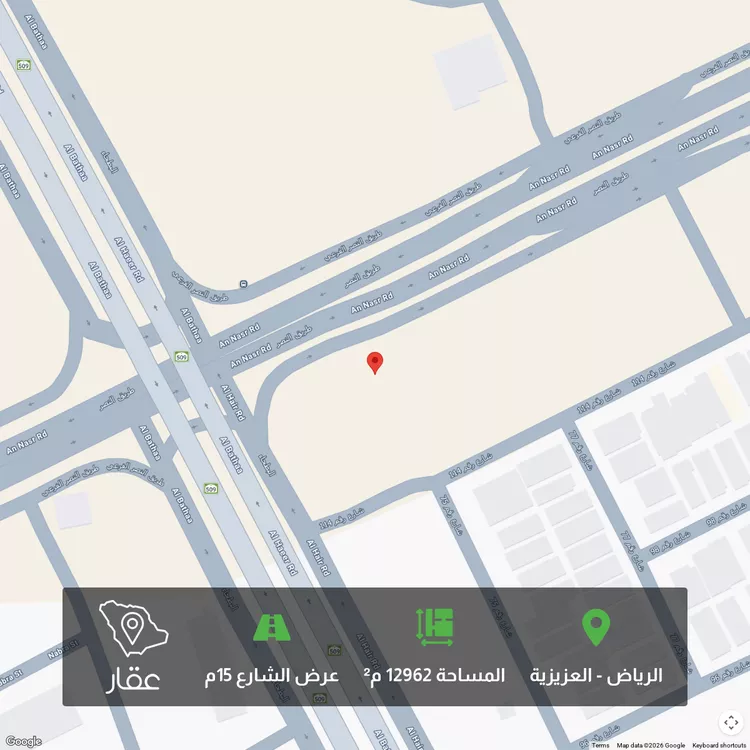 أرض للبيع في طريق النصر الفرعي ، حي العزيزية ، الرياض ، منطقة الرياض