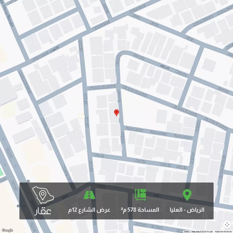 أرض للبيع في شارع السعادات, حي العليا, مدينة الرياض, منطقة الرياض