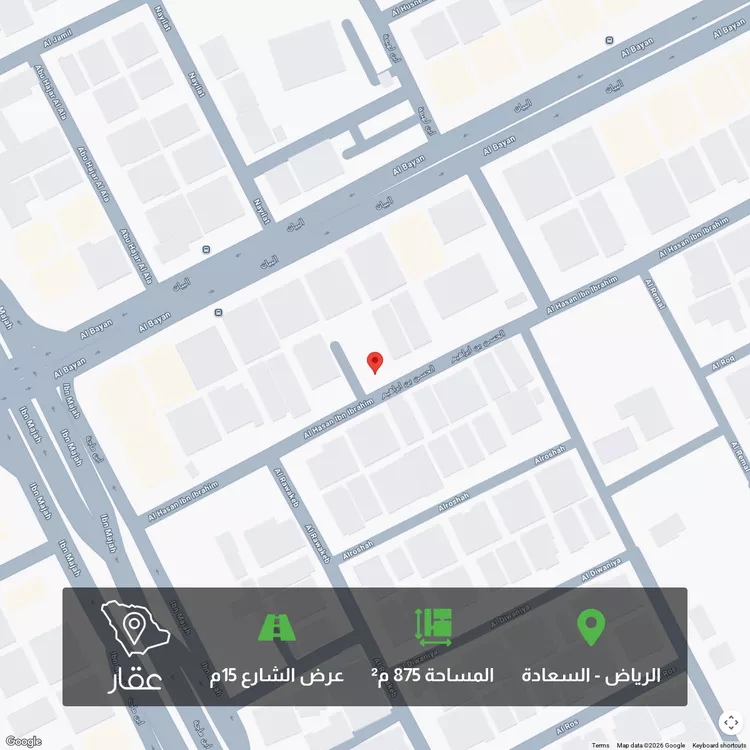 أرض للبيع في شارع الحسن بن إبراهيم, حي السعادة, مدينة الرياض, منطقة الرياض