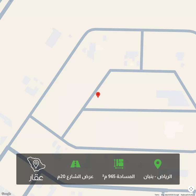 أرض للبيع في شارع شعارة ، حي بنبان ، الرياض ، الدرعية