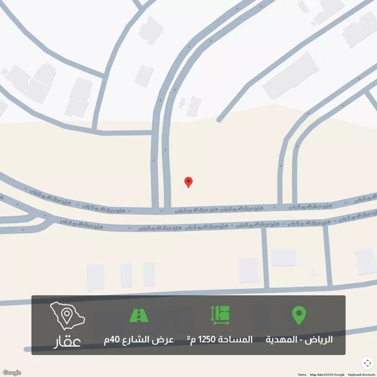 أرض للبيع في شارع عبدالملك بن عباس, حي المهدية, مدينة الرياض, منطقة الرياض