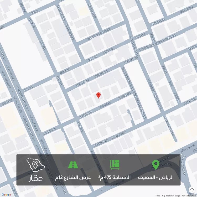 أرض للبيع في شارع ابن أبي العلاء, حي المصيف, مدينة الرياض, منطقة الرياض 1 صورة