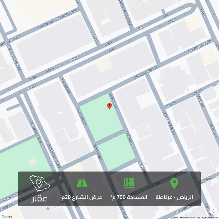 أرض للبيع في شارع نصر بن فتيان, حي غرناطة, مدينة الرياض, منطقة الرياض