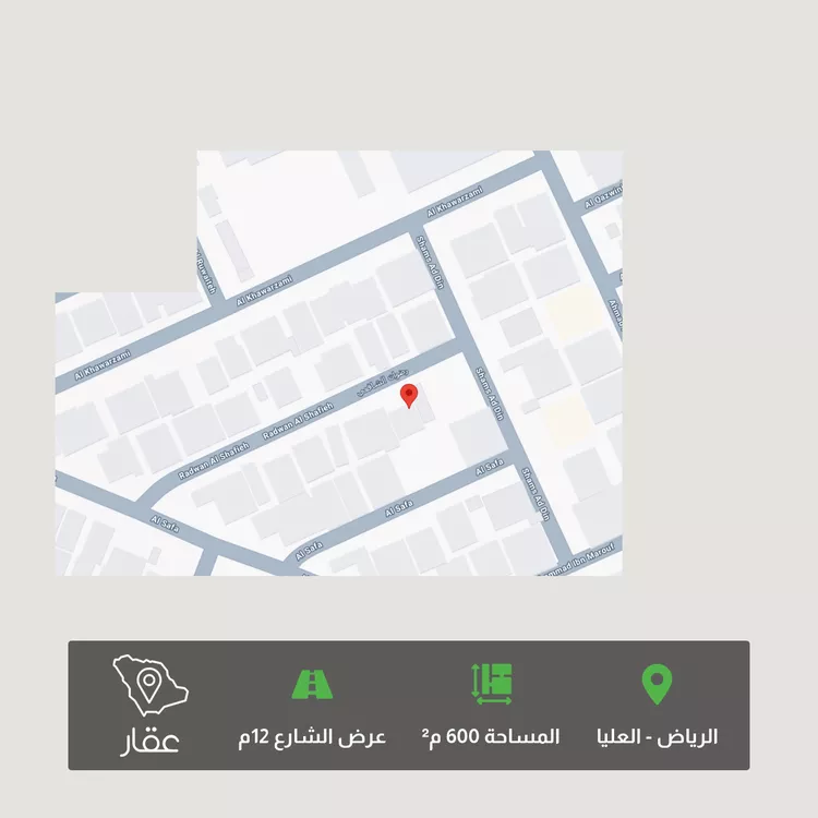 أرض للبيع في شارع رضوان الشافعي, حي العليا, مدينة الرياض, منطقة الرياض