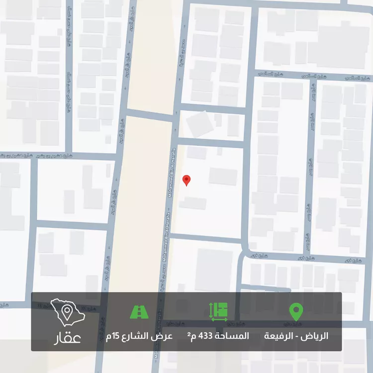 أرض للبيع في شارع محمد بن الحنفية, حي الرفيعة, مدينة الرياض, منطقة الرياض